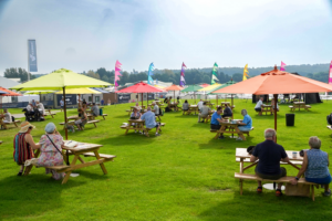 picnic benches